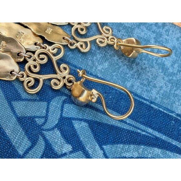 Vintage Sterling Gold Vermeil Blue Moonstone  Earrings, Romantic Gift - Picture 8 of 10